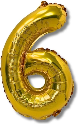 Globo de foil número 6 dorado 40 cm