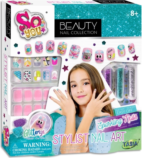 Elegante set de nail art con purpurina y pegatinas TASIA