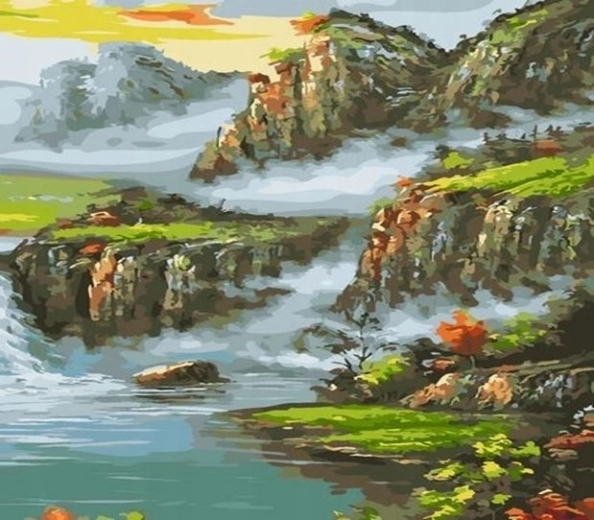 Norimpex Pintura por números Montañas neblinosas 40 × 50 cm