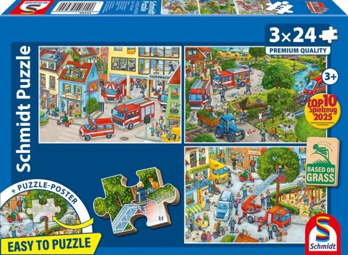 Puzle bomberos 3×24 piezas