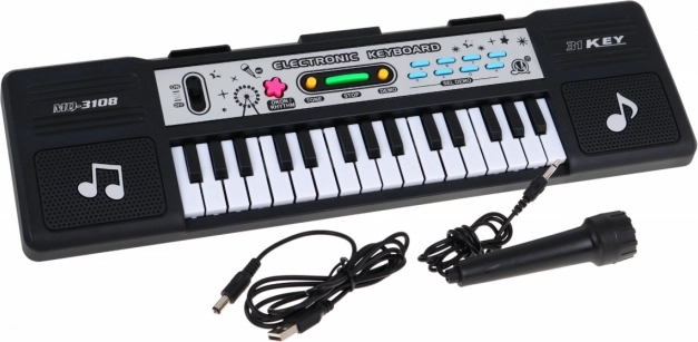 Instrumento electrónico infantil de teclado, 31 teclas, con micrófono y modo lecciones