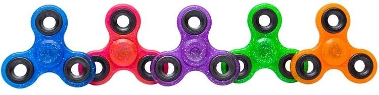 Spinner fidget con purpurina 7,5 cm – varios colores - 1 pieza
