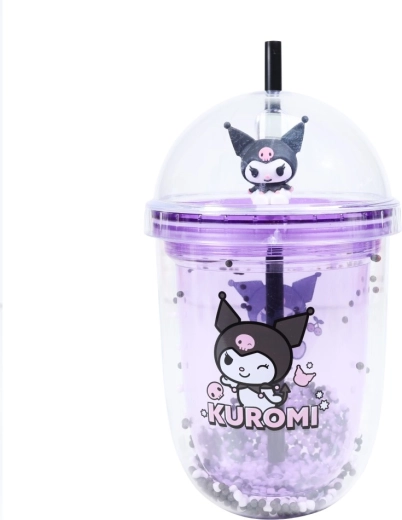 Vaso tumbler boba de Kuromi con pajita