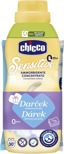 Suavizante concentrado Chicco Baby Sensitive Toque suave 750 ml + toallitas húmedas 72 unidades gratis