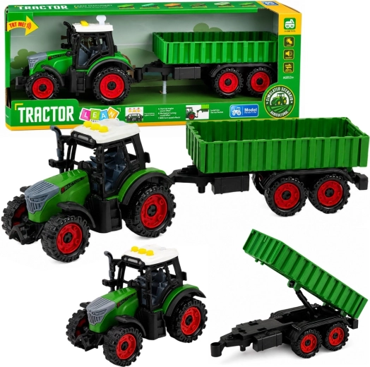 Tractor agrícola infantil con remolque, tracción por fricción, luces y sonidos 35 cm
