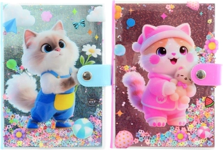 Cuaderno con lentejuelas de gatito