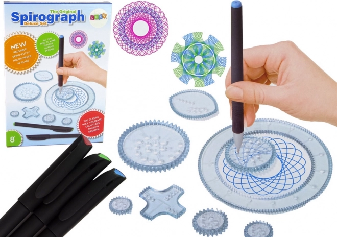 Set de espirógrafo con círculos y lápices de colores, 28 piezas
