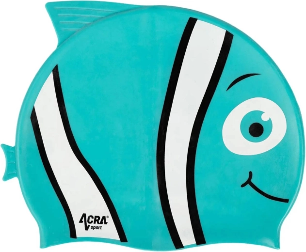 Gorro de natación infantil de silicona Acra Nemo turquesa - 1 pieza