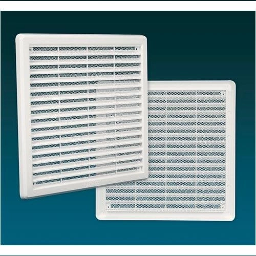 Rejilla de ventilación con malla, 100 × 100 mm, blanca