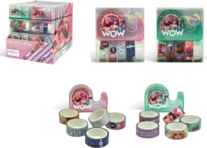 Cintas washi decorativas WOW con dispensador de sobremesa, set de 6 uds.