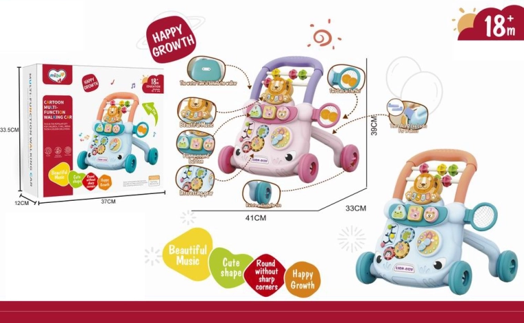 Andador empujable león con música rosa