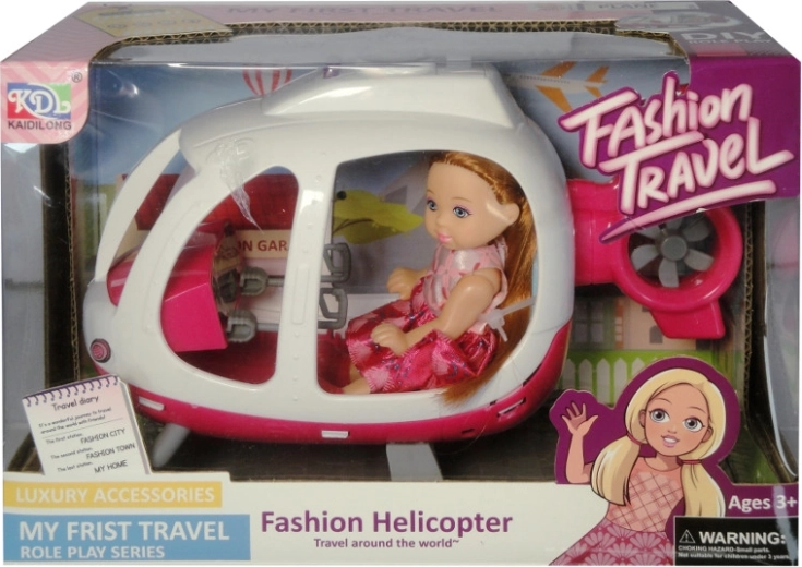 Muñeca en helicóptero con luces y sonidos