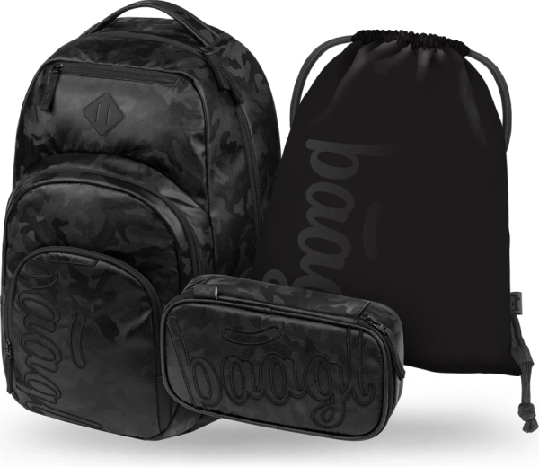 Baagl set escolar Coolmate Onyx – mochila, estuche y bolsa