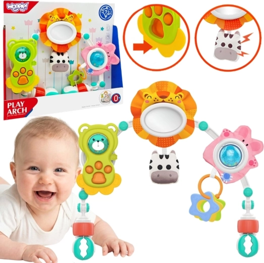 Woopie baby arco sensorial para cochecito y cuna con animalitos león y osito