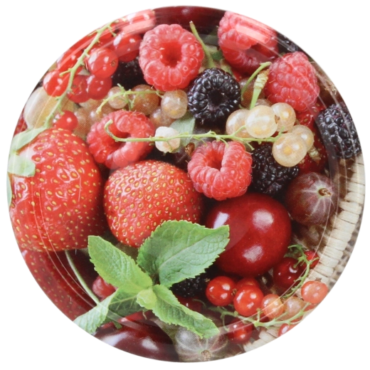 Tapas para conservas con motivo de frutas 82 mm, 6z, mix