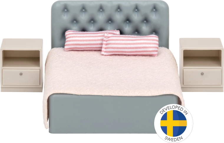 Set básico de muebles de dormitorio para casa de muñecas Lundby