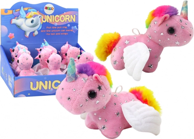 Unicornio de peluche con cuerda saltarina – rosa