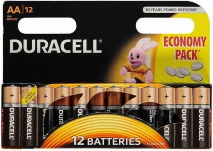 Pilas alcalinas AA DURACELL MN1500, paquete de 12 uds.