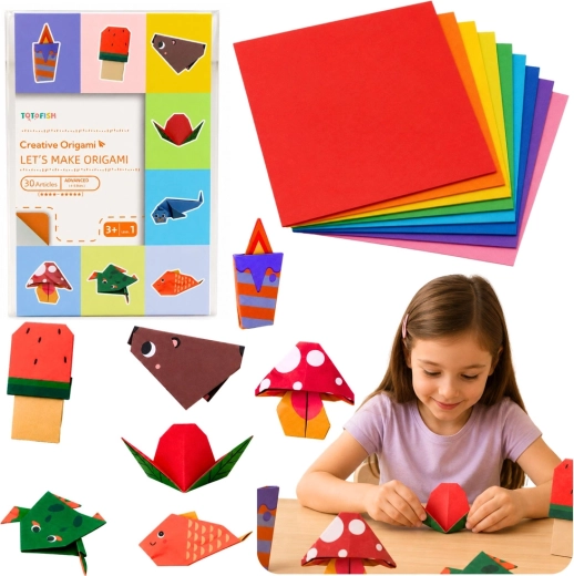 Cuaderno colorido de origami para niños – animalitos, 30 hojas