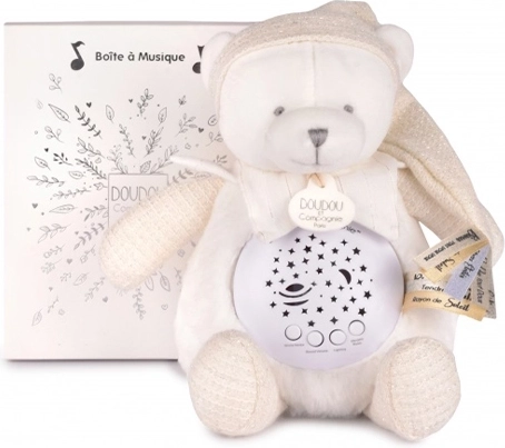 Doudou et Compagnie luz nocturna musical con proyección de estrellas osito blanco – set de regalo