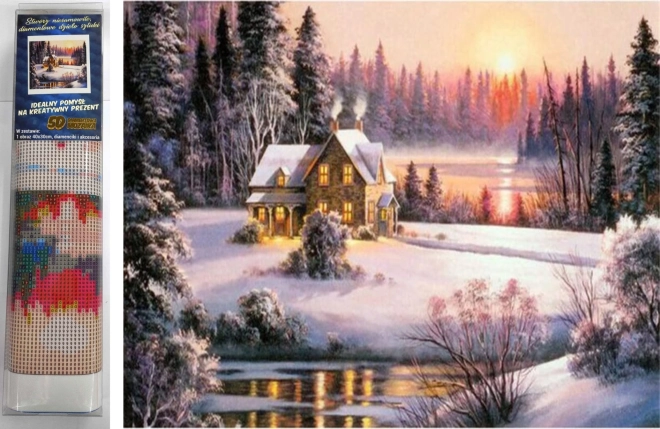 Pintura de diamantes Casa nevada 30 × 40 cm