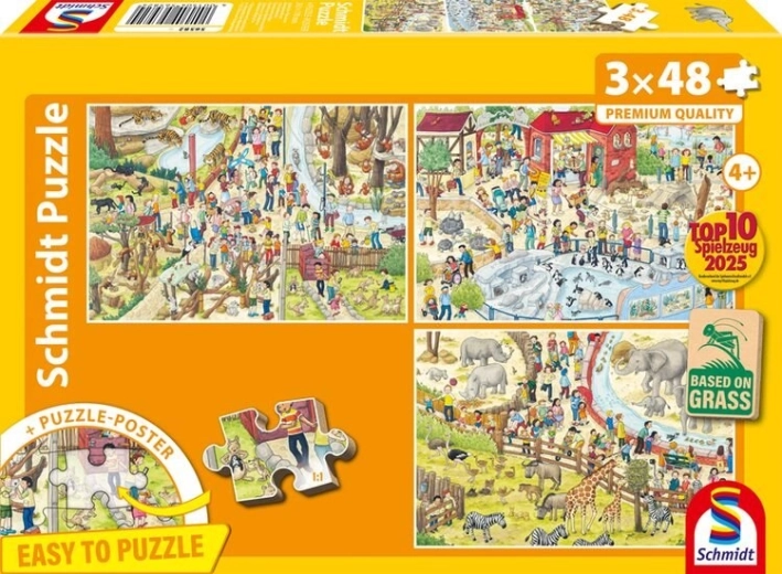 Puzzle Diversión en el zoo 3×48 piezas SCHMIDT