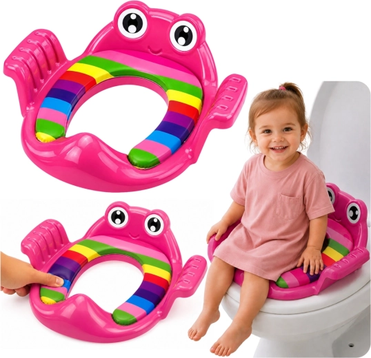 Asiento infantil reductor para WC con asiento blando y asas rosa - 1 unidad