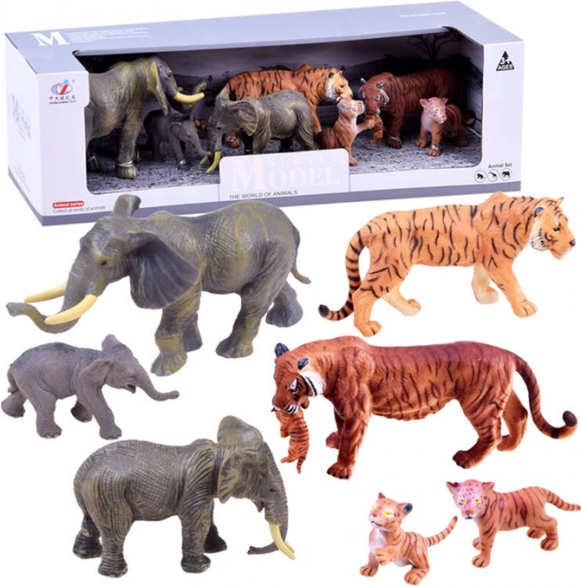 Set de figuras de safari de cebras y leones – Tigre y elefante