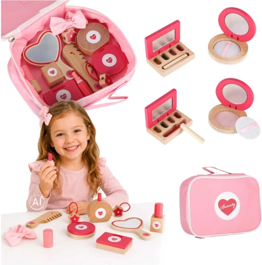 Set de cosmética de madera en neceser para niños