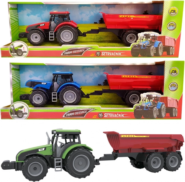 Tractor agrícola con remolque, luces y sonidos