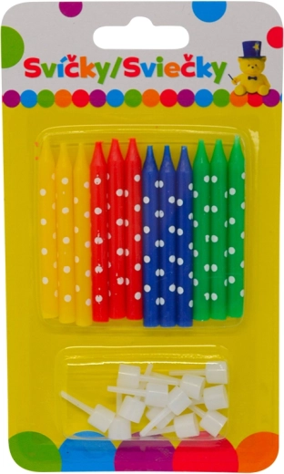 Velas de cumpleaños de colores con soportes, 12 uds