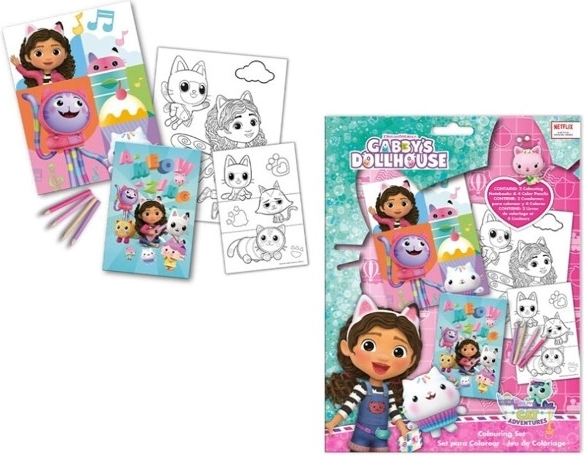 set para colorear con mini lápices de colores, 12 colores, LA CASA DE MUÑECAS DE GABBY