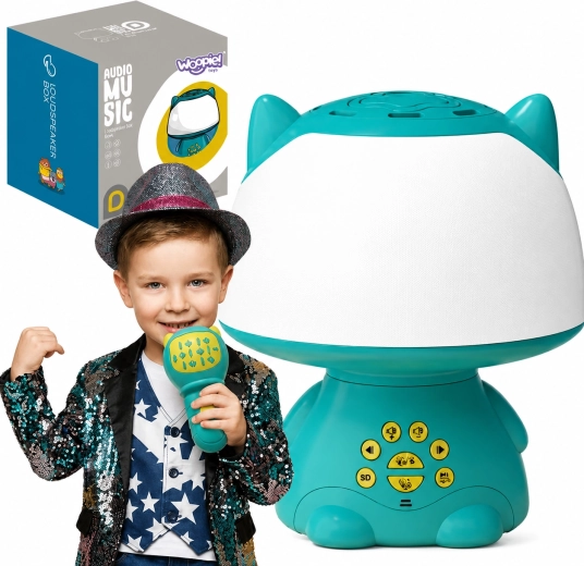 Lámpara RGB multifunción Woopie con altavoz Bluetooth y micrófono de karaoke, turquesa