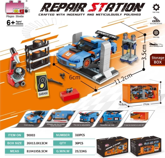 Set de construcción de un taller de automóviles, 310 piezas
