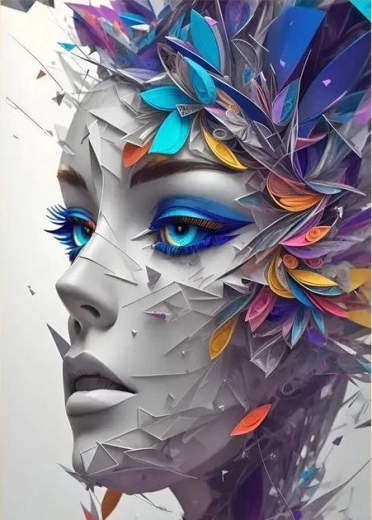 Pintura de diamantes – retrato abstracto de una mujer 30 × 40 cm