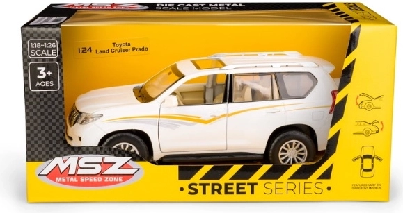 Modelo de coche MSZ Toyota Land Cruiser Prado blanco a escala 1:24