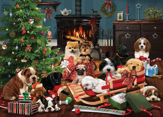 Puzzle Cachorros navideños 1000 piezas COBBLE HILL