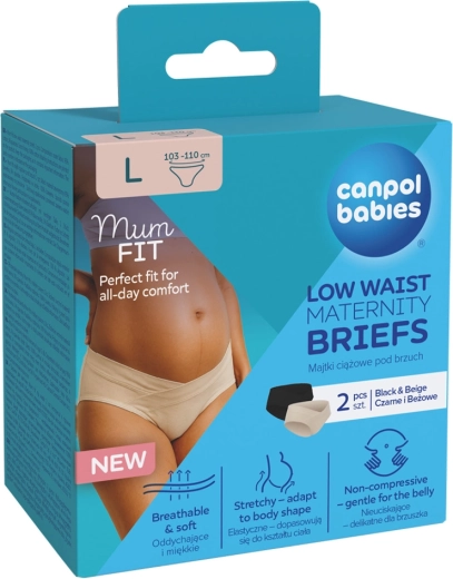 Canpol Babies bragas de embarazo MumFIT de cintura baja, talla L, 2 uds.