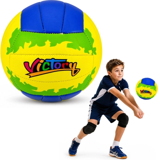 Balón de voleibol de entrenamiento Victory amarillo-azul tamaño 5 (22 cm)
