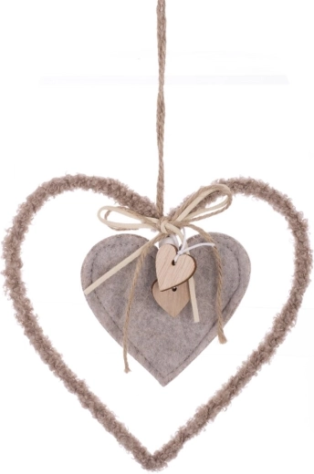 Decoración colgante corazón marrón 16 cm