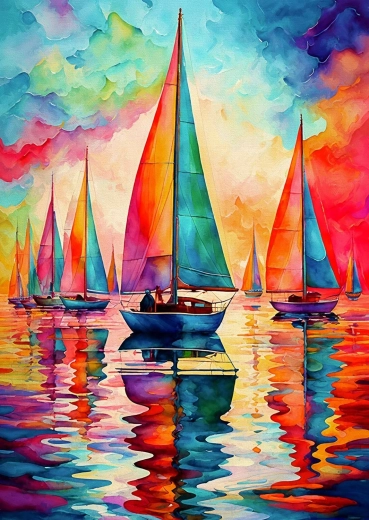 Puzzle Enjoy veleros de colores 1000 piezas