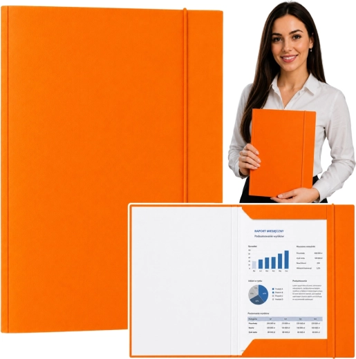 Carpeta de cartón lacada con goma A4, naranja (300 g/m²) - 1 unidad