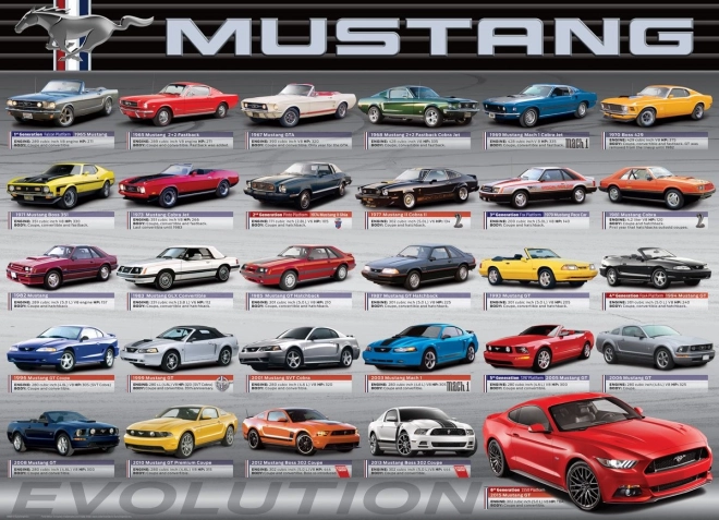 Puzzle de la evolución del FORD MUSTANG 1000 piezas