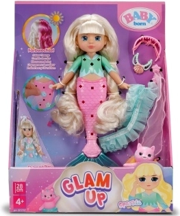 BABY born Glam Up sirena Sparkle con cabello que cambia de color