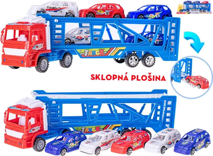 Transportador de coches con mecanismo de inercia 38 cm con 5 cochecitos
