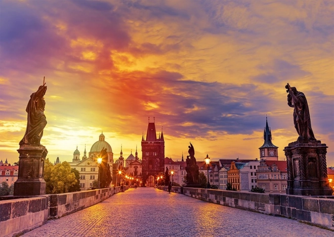 Puzzle Puente de Carlos al atardecer, Praga – 1000 piezas