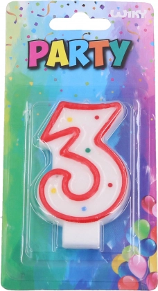 Vela de fiesta número 3 roja