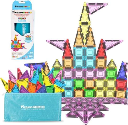 Juego de construcción magnético nano Picasso con estuche, 65 piezas