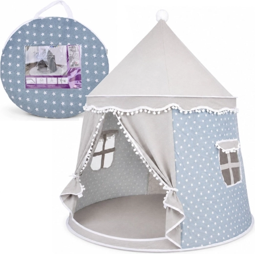 Tienda de juego infantil plegable tipo casita gris con estrellitas
