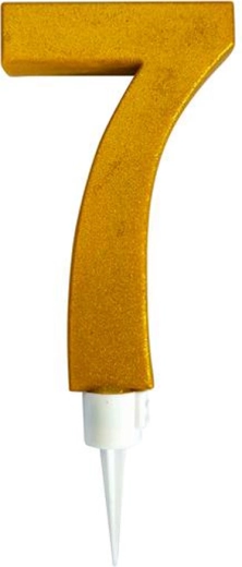 Vela para tarta con número 7 dorada 16 cm